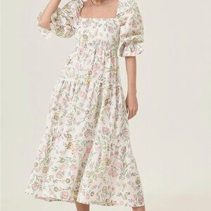 Floral Puff Sleeve Maternity Dress